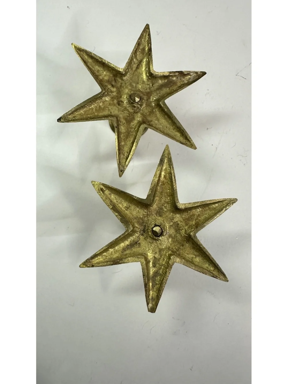 VTG MCM Solid Brass Starburst Atomic Candle Holders Mid Mod Celestial